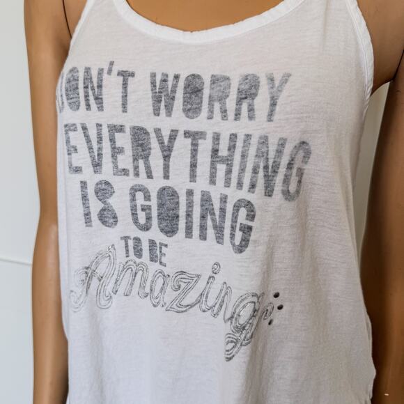 Hang Ten, White Tank-Don’t Worry Everything is Going to be Amazing- Size: Medium - Picture 5 of 8